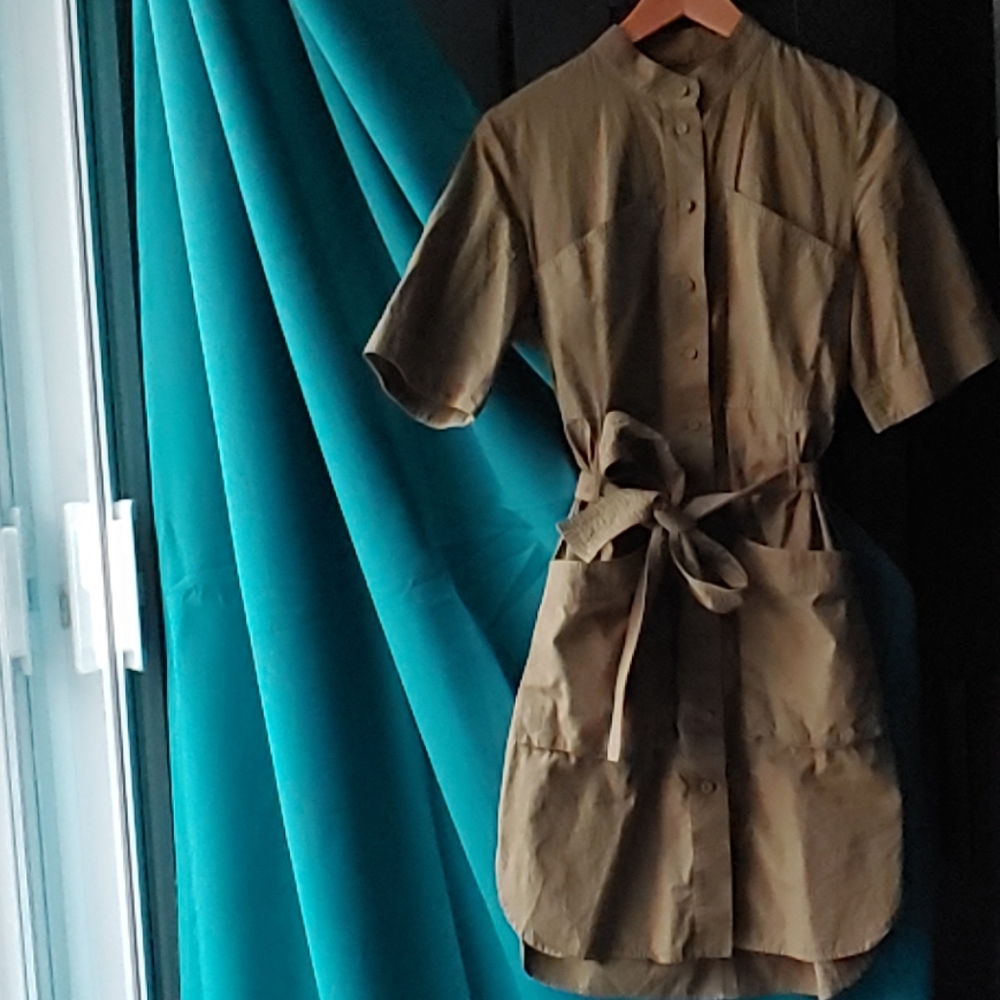 Adam Lippes Army Green Cotton Poplin Dress